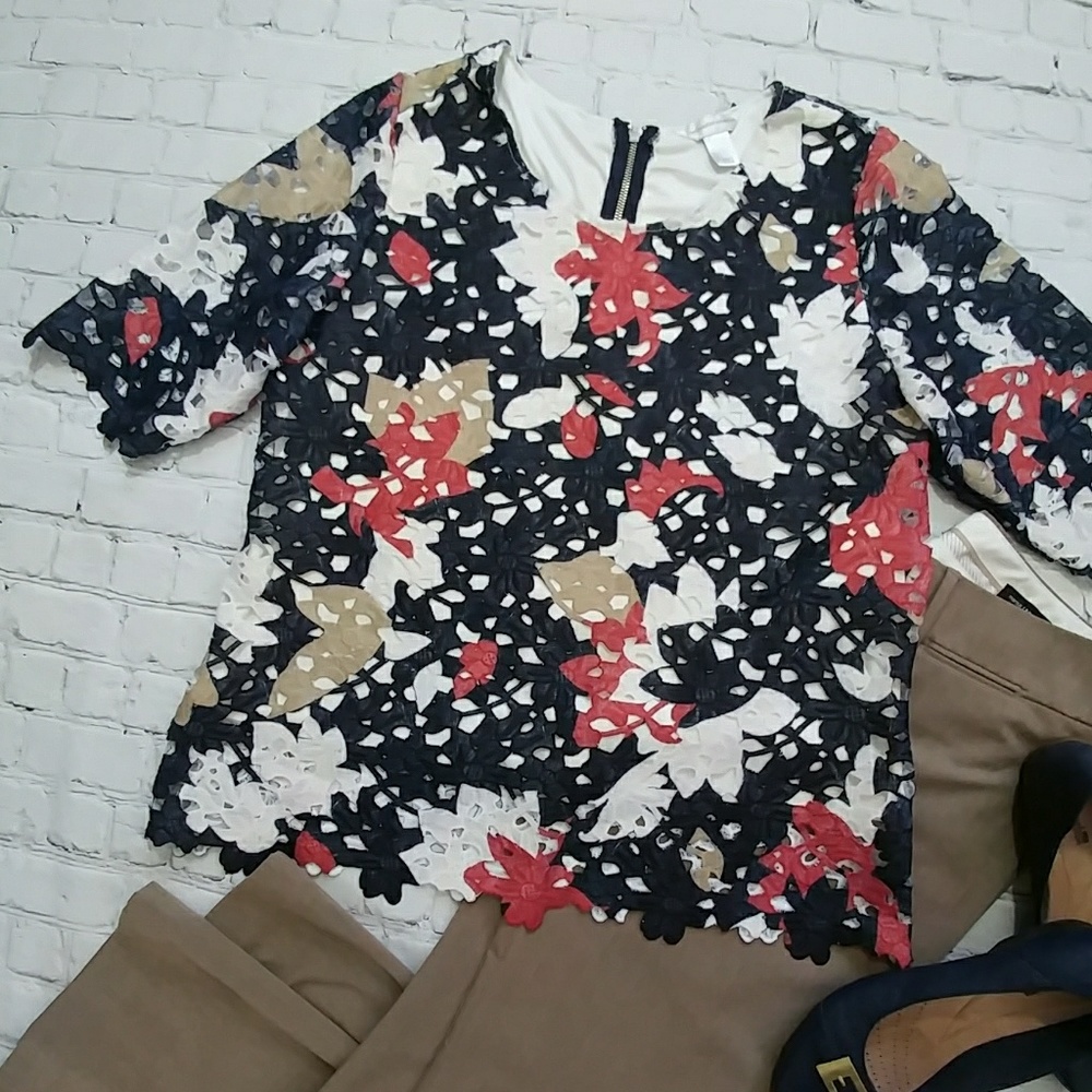 Christopher & Banks Lace Overlay Blouse